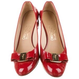 Salvatore Ferragamo Patent Leather Round-Toe Pumps